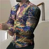 Men's Casual Shirts Leopard Hawaii Shirts Men Fashion Shirt Long Sleeve Blouse Lapel Beach Blouse Men Clothing Turn Over Collar Vocation Camisa Teen 240424