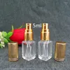 Storage Bottles 100pcs/lot 5ml Clear Spray Cosmetic Bottle Custom Transparent Square Glass Perfume Small