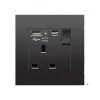 Chargers Black UK 13A Prise murale avec USB Type C 18W Pobite de bouche de charge rapide, prise de courant murale avec chargeur USB, commutateur avec socket