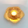 Ljushållare kreativa gyllene blad smidesjärnhållare liten ihålig romantisk ljusljus middag hem dekoration prydnad
