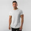 Sommar t-shirt män solid bomull kort ärm gym kläd mode vanlig täta toppar tees sport bodybuilding fitness wear wear