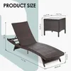 Mobili da campo Pamapic Patio Chaise Lounge Set 3 pezzi con schienale regolabile e sedia da piscina esterna a cuscino rimovibile