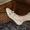 Zapatos casuales Pombas de mujeres otoñales de primavera Partes de cuero dividido Mujer Tacón grueso para tacón bajo de punta redonda