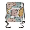 Rugzakstijl Deanfun Trendy Drawstring Bag Abstract Lijn Face Gedrukte kleurrijke vrouwen Elegante tassen 60444