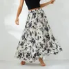 Юбки Puloru Summer Ploral Print Swing Long For Women Casual Elastic Thists Shinksing Flared A-Line Skirt Party