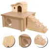 Клетка платформы Hamster Playground Toys Toys Hideout Cage деревянная гнезда кролика с лестницей