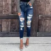 Jeans féminins 2024 Denim Slim Fit Ripped Ripped High Elastic Femme Skinny Woman Cargo Pantal
