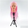 Haargereedschap Verstelbaar Cork Canvas Block Mannequin Model Hoofdpruik maakt Display Tripod Standing 21 Styling Practice Mold Drop Delivery Pr otz6q