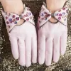 Wysokiej jakości kolorowe diamenty damskie naprawdę skórzane rękawiczki krótkie rękawiczki moda ciepłe import rękawiczki owczepy guantes mujer