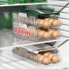 ビン卵収納ボックス自動ローリングエッグボックス半透明の多層バスケットポータブルエッグストレージコンテナキッチンオーガナイザー