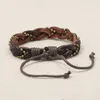 Link Bracelets Vintage Adjustable Brown Leather Weave Charm Mens Braided Rope For Women Retro Punk Hiphop Jewelry E252