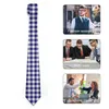 Бабочки ретро -клетчатые галстуки синий и белый Gingham Cosplay Party Neck Cool Made For Men Print Complar Gift Gift