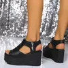 Wedges platform sandalen vrouwen sexy hoge hakken schoenen zomerontwerper Peep Toe Walking Open Femme Tospumps 240425