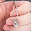 Подвесные ожерелья joiashome стерлингового серебра S925 1CT D Moissanite Geometric Gemstone Подвесной ожерелье Женщина -женская годовщина подарок Q240426