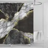 Shower Curtains Abstract Marble Shower Curtain Blue Green Purple Jade Texture Gold Stripes Ombre Watercolor Paint