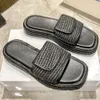 Halm toffel plattform sandal lyx designer sko sommar kvinnor mule loafer sandale skjutreglage utomhus triangel sommar strand slide casual skor