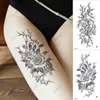 Transfer per tatuaggi 2 pezzi impermeabili di adesivi da tatuaggio temporaneo che disegna fiori e spine tatto finto flash tatoo cosce di braccia tatuate per donne 240426