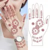 Transfert de tatouage Brown Henna Design Stickers Mehndi Henné tatouage pour main tatouage temporaire femme en dentelle en dentelle imperméable fausse tatouage marocain Hena 240427