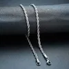 Strands Vnox 3mm/5mm Mens Cuban Chain Necklace Twisted Rope Chain Ring Stacked Stainless Steel Simple Basic Neutral Necklace 240424