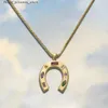 Pendant Necklaces U-shaped stainless steel horseshoe pendant necklace kaleidoscope lucky symbol necklace womens jewelry Q240426