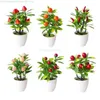 Flores decorativas plantas en macetas artificiales Pepper falso fresa naranja durazno bonsai ornamento