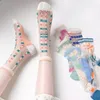 Mulheres meias moda estilo japonês primavera verão longa damas transparentes tubo médio doce meninas florestas kawaii