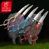 Hair Scissors Fence 6.5/7.0 inch colorful professional pet beauty clipper curly dog hair clipper Japan 440C Q240426