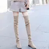 Stivali inverno inverno in cambio da donna Donne Donne Cuci pesanti a lungo su ginocchio Botas Feminina Round Head Zapatos Pajeres