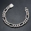 Two Tune S925 Silver Hip Hop Moissanite Plated White Gold Cuban Link Armband