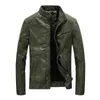 New Designer Spring Mens Leather Jackets Stand Collar Motorcycle Pu Casual Slim Fit Coat Outwear