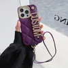 Cell Phone Cases Luxury diamond leather phone case wristband with customized name letters iPhone 15 14 13 11 ProMax personalized cross system rope phone c J240426