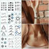 Tatuaż transfer 12PCS Mała planeta geometryczna Tymczasowe naklejki na tatuaż Czarny transfer wody Tatuaż Minimalistyczny Słońce Księżyc Projekt Fake Tattoo Women 240426