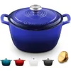 Versatile Enameled Cast Iron Dutch Oven for Perfect Roasting, Baking, Sauteing, and Bread Making | Non-Stick Pot with Tight Fitting Lid | 5.5Q (5.2L) - Indigo Blue