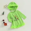 Girl Dresses Pudcoco Toddler Kids Baby Girls Christmas Casual Dress Green Long Sleeve Letter Gift Box Print With Hat