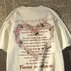 Amerikansk stil high street rose ren bomull kort ärm för mäns sommar lös mode par Instagram trendig t-shirt