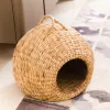 Mats Summer Cool Cat Bed Rattan Universal Pet Bed Dog Puppy Bed Pets Playing Climbing Toy Nest Pet Cat levererar Catttail Woven House