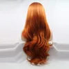 European and American women wig orange medium-parted long curly hair chemical fiber high-temperature silk front lace headband hand-woven wig