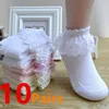 Kindersocken 10 Paare/Los Sommermädchen Socken Netz Baumwolle Dünne Babysocken trendy elastische weiße Spitze Blumen Kinder Prinzessin Tanzsocken