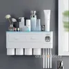 Support de brosse à dents JBGD Porte-brosse à dents avec tasse de rangement de toilettes murales et ensemble d'accessoires de salle de bain 240426