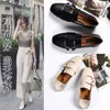 Casual schoenen korte metalen gesp mocelmocassins student Brits kleine lederen klimplanten vrouw 2-weg muilezels gezellige slip op flats loafers all-match