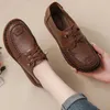 Casual Shoes Top Layer Cowhide Autumn Retro Flat Lace-up Soft Sole Comfortable Women Leather Sneakers Tide