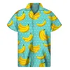 Casual shirts voor heren banaan 3d geprinte shirt heren zomervakantie tropische planten patroon korte mouwen Hawaiiaanse shirts knop rapel aloha blouse 240424