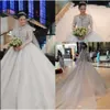 Ball Gown Vestidos De Noiva Wedding Dresses Long Sleeves Beaded Rhinestones Appliques Lace Chapel Train Modest Weddimg Bridal Gowns s
