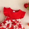 Vestido de menina vestido para crianças 3-24 meses estilo moda manga borboleta