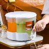 Wasserflaschen ABS Dreh rotierender kaltes Kessel 360 ° Rotatierbar mit Wasserhahn eingebauter Staubbedeckung 5.2l Saft Topf Weiß