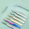 5 Pcs Professional Eyebrow Tweezers Stainless Steel Gold Lash Clamps Colorful Hair Removal Tweezers Metal Beauty Makeup Tools