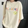 T-shirt welldone tee t-shirt t-shirt de luxe femme t-shirt new colored lettre à manches courtes femmes souriantes couple imprimé couple t-shirt lâche