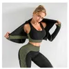 Kvinnors träningsdräkter Kvinnors sport och fitness set Womens Runit Womens Fitness Yoga Set Long Sleeved Yoga Övningsuppsättning Womens Gym 240424