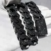Hot-Sale 18mm 20 mm zwart vergulde 2 rijen hoge kwaliteit sterling zilveren ijs uit zwarte Cubaanse linkketen Moissanite