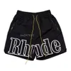 جديد Rhude Basketball Mens Beach Pants Short Graving Sports Fi Shorts Summer Discal Equalious Drying Drying Beathable Mesh Board R2PJ#